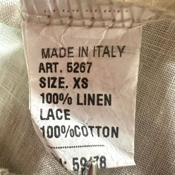 ALESSIA PACINI Beige 100% Linen Mini Dress Crochet‎ Lace Womens XS Made in Italy - Picture 6 of 6